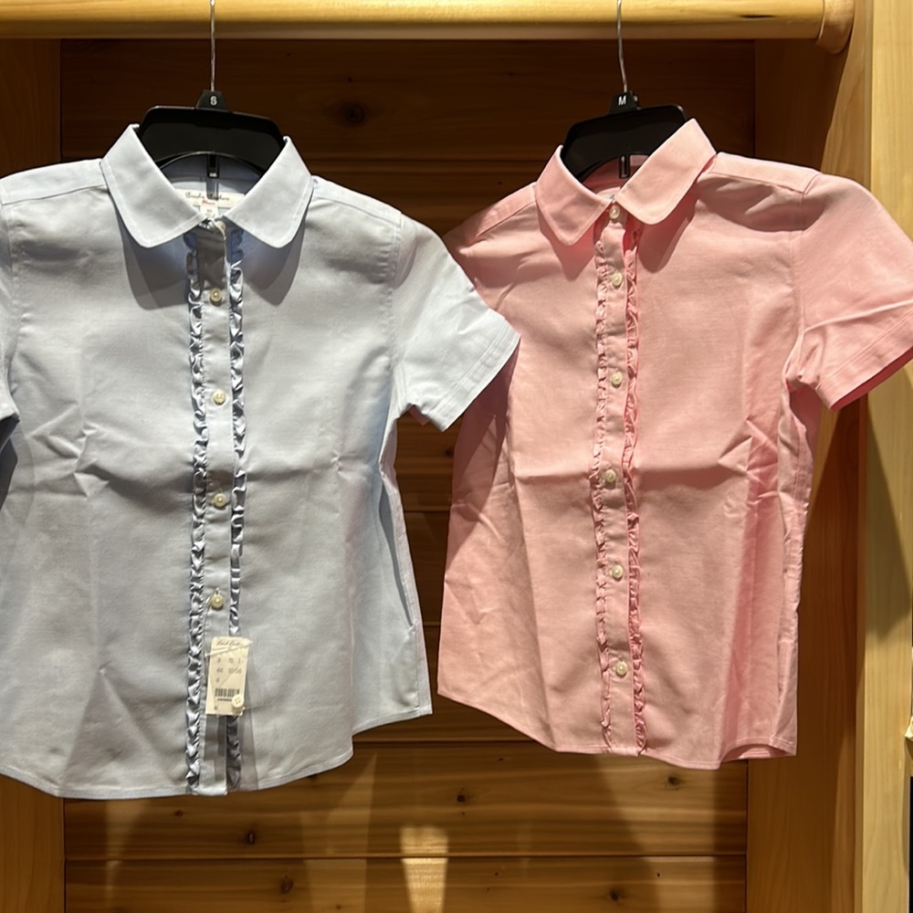 2 Brooks Brothers ruffle short sleeve blouses GIRLS size 10